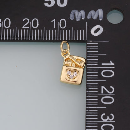 18K Gold Filled Earphone Pendant,CZ Micro Pave Earphone Charm Bracelet Necklace for DIY Jewelry Making Supply