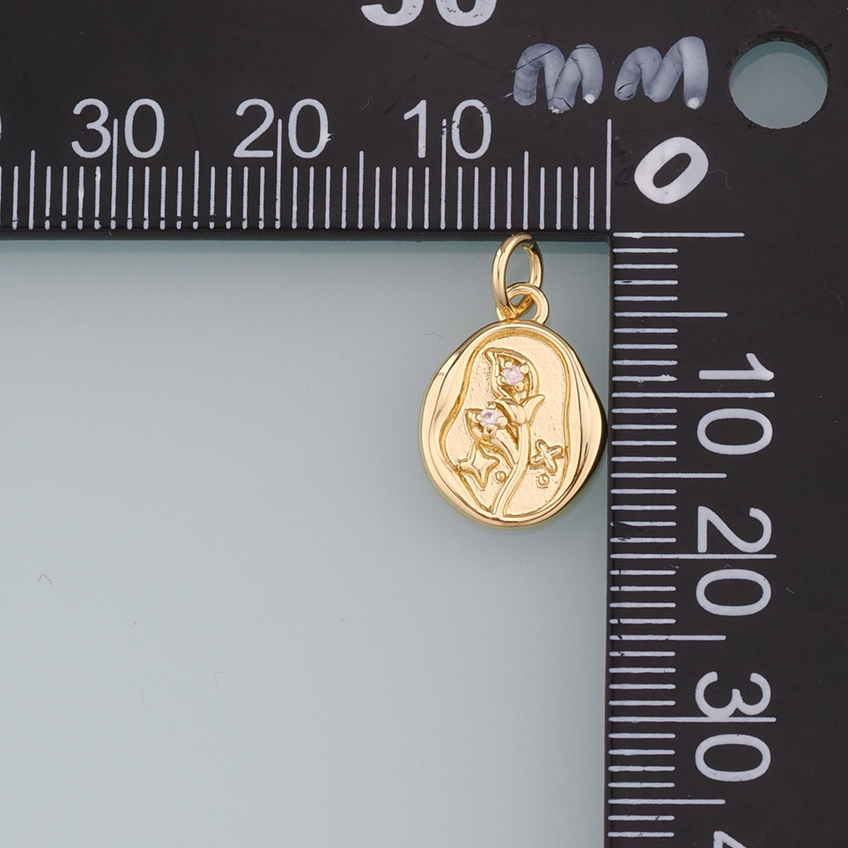 18K Gold Filled Cubic Zirconia Flower Charm Pendant for Jewelry Making