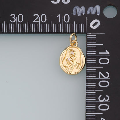 18K Gold Filled Cubic Zirconia Flower Charm Pendant for Jewelry Making