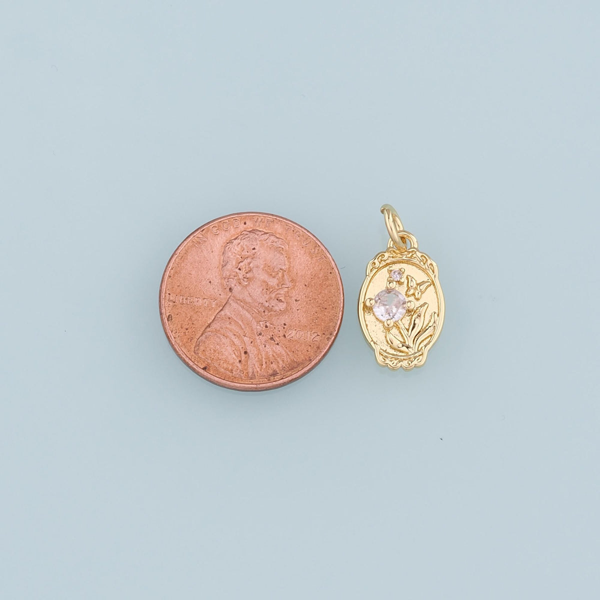 18K Gold Filled Butterfly CZ Charm Pendant for Jewelry Making