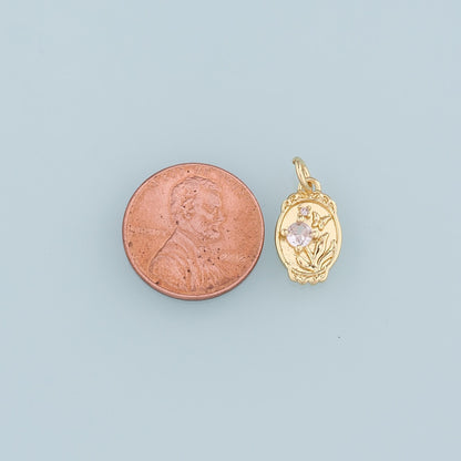 18K Gold Filled Butterfly CZ Charm Pendant for Jewelry Making