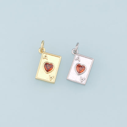 Gold Poker Charms,18K Gold Filled Poker Pendant,Playing Card Charm Bracelet Necklace for DIY Jewelry Making Supply