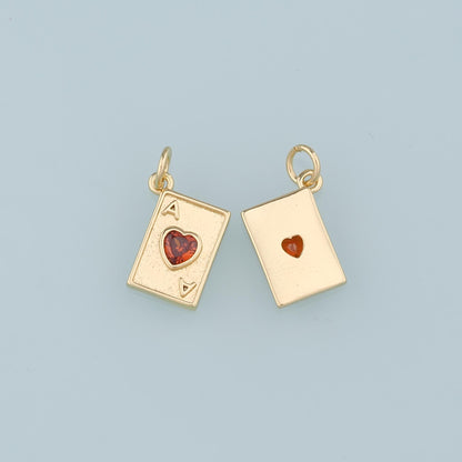 Gold Poker Charms,18K Gold Filled Poker Pendant,Playing Card Charm Bracelet Necklace for DIY Jewelry Making Supply