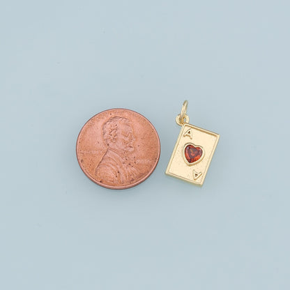 Gold Poker Charms,18K Gold Filled Poker Pendant,Playing Card Charm Bracelet Necklace for DIY Jewelry Making Supply