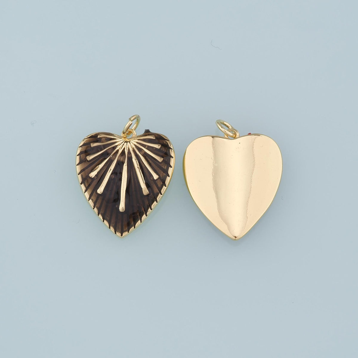 18K Gold Filled Heart Pendant,Enamel Heart Charm Bracelet Necklace for DIY Jewelry Making Supply