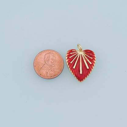 18K Gold Filled Heart Pendant,Enamel Heart Charm Bracelet Necklace for DIY Jewelry Making Supply