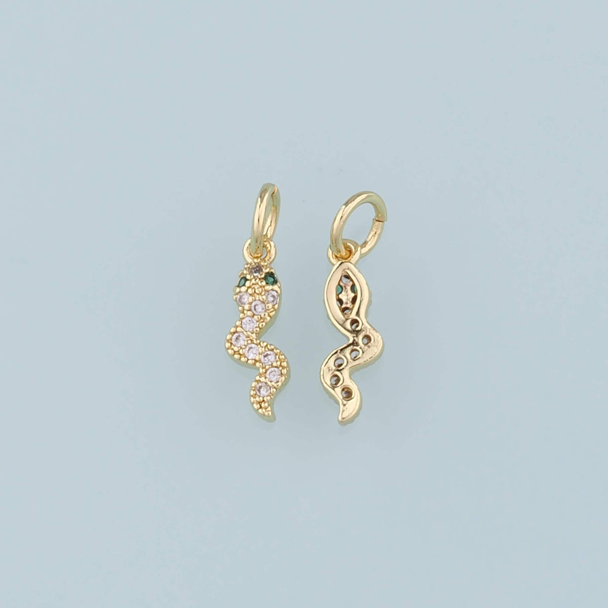 18K Gold Filled Snake CZ Charm Pendant for Jewelry Making