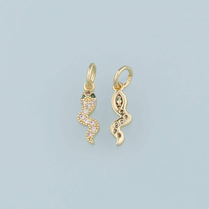18K Gold Filled Snake CZ Charm Pendant for Jewelry Making