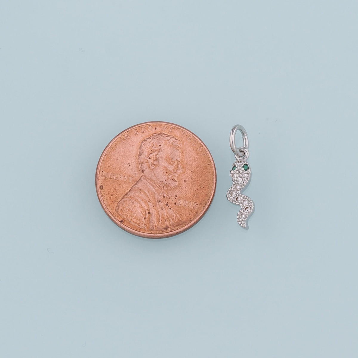 18K Gold Filled Snake CZ Charm Pendant for Jewelry Making