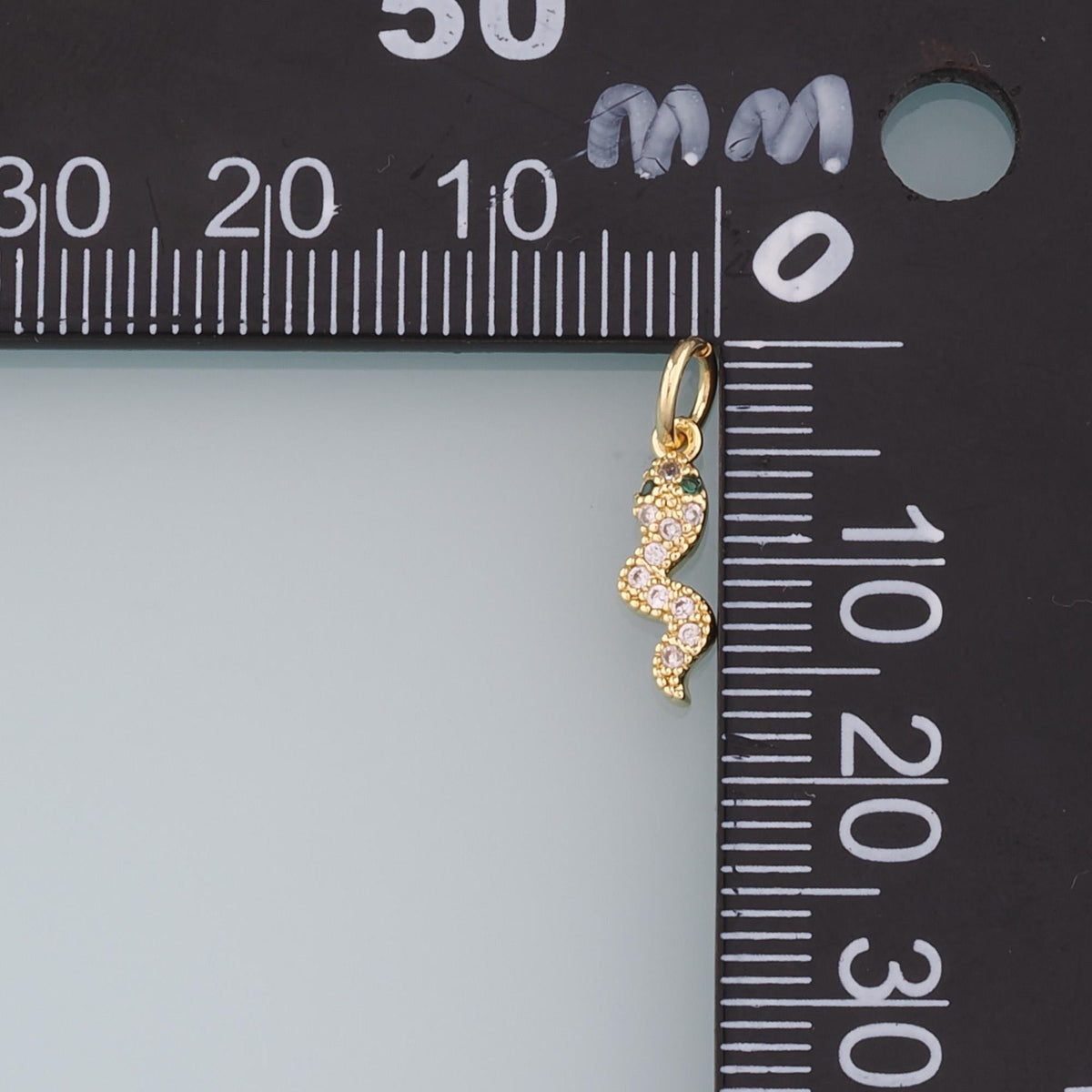 18K Gold Filled Snake CZ Charm Pendant for Jewelry Making