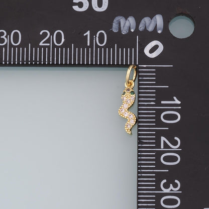 18K Gold Filled Snake CZ Charm Pendant for Jewelry Making