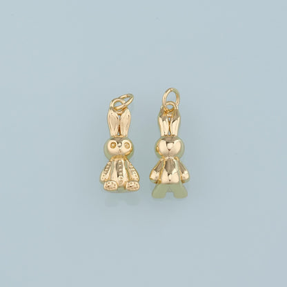 Gold Rabbit Charms,18K Gold Filled Rabbit Pendant,Animal Charm Bracelet Necklace for DIY Jewelry Making Supply