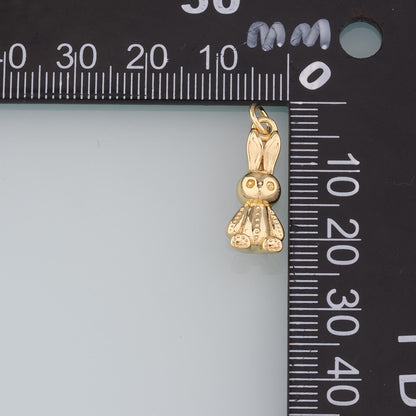 Gold Rabbit Charms,18K Gold Filled Rabbit Pendant,Animal Charm Bracelet Necklace for DIY Jewelry Making Supply