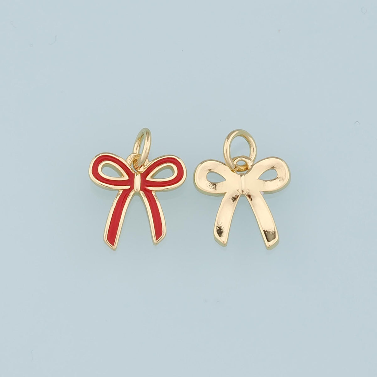 Gold Bow Charms,18K Gold Filled Bow Pendant,Enamel Bow Tie Charm Bracelet Necklace for DIY Jewelry Making Supply