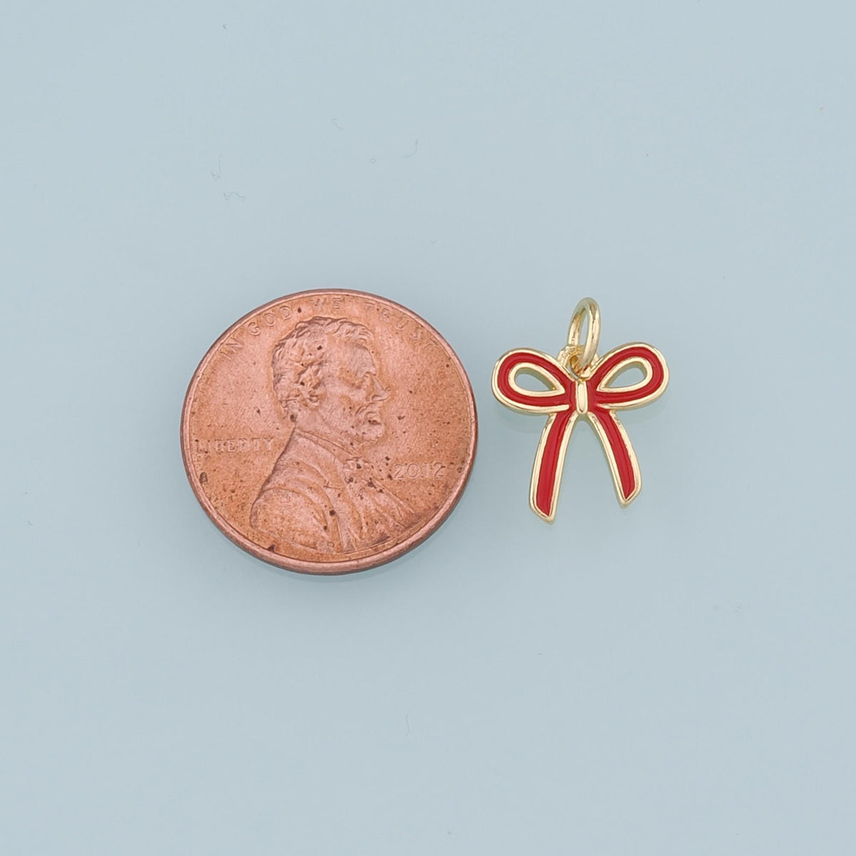 Gold Bow Charms,18K Gold Filled Bow Pendant,Enamel Bow Tie Charm Bracelet Necklace for DIY Jewelry Making Supply