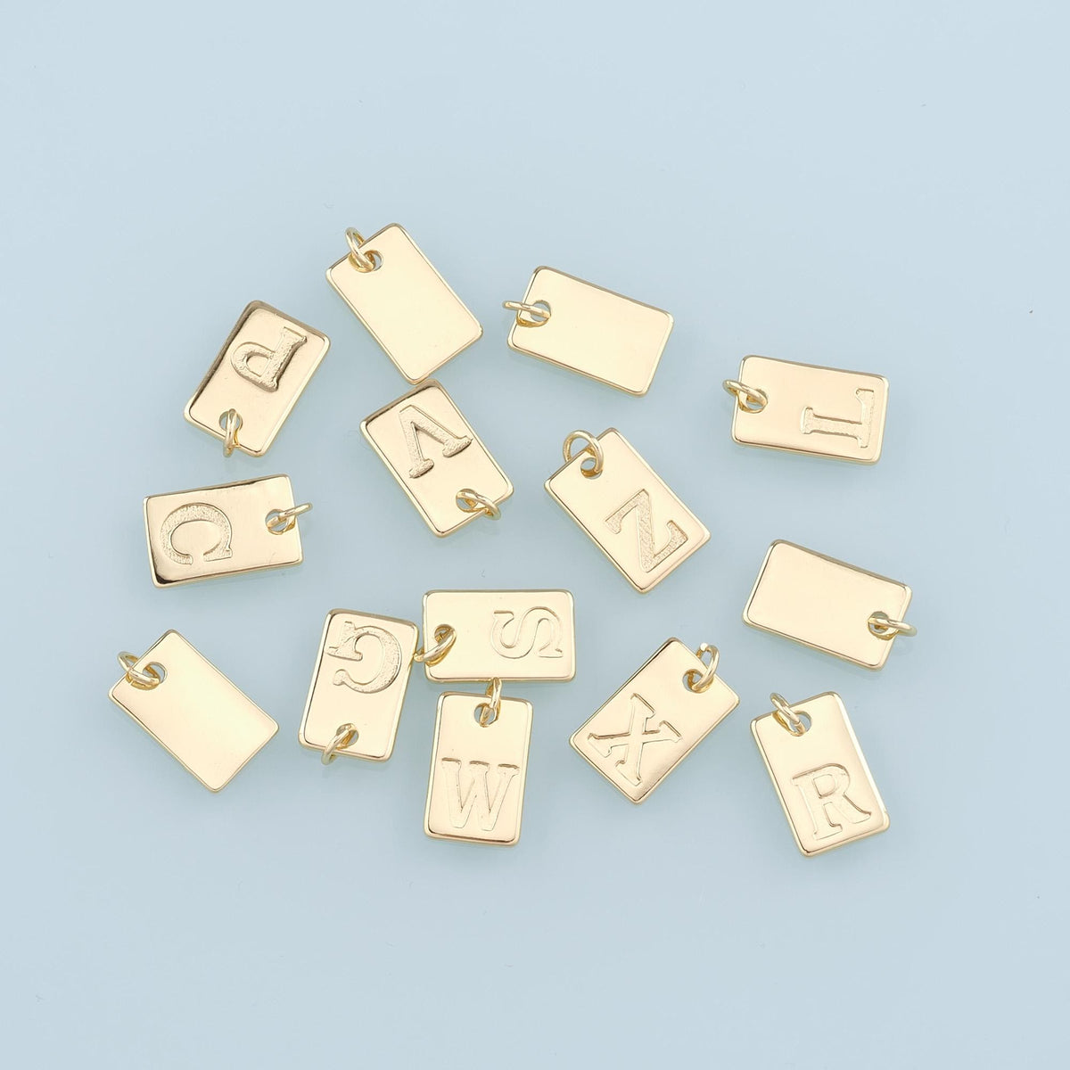 Gold letter Charms,18K Gold Filled letter Pendant,Initial Charm Bracelet Necklace for DIY Jewelry Making Supply