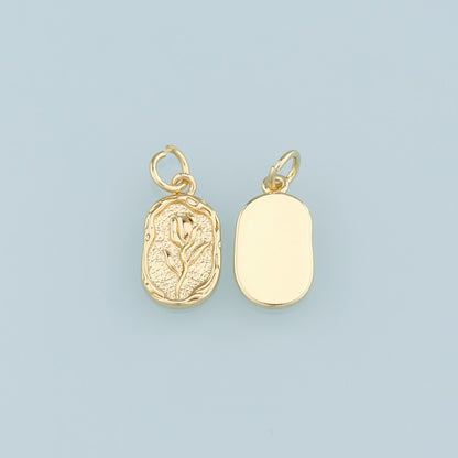 18K Gold Filled Flower Charm Pendant for Jewelry Making