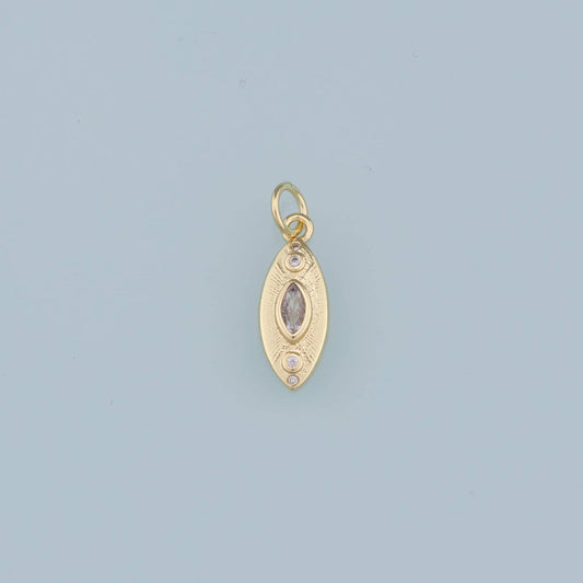 18K Gold Filled Oval Pendant,Crystal Oval Charm Bracelet Necklace for DIY Jewelry Making Supply