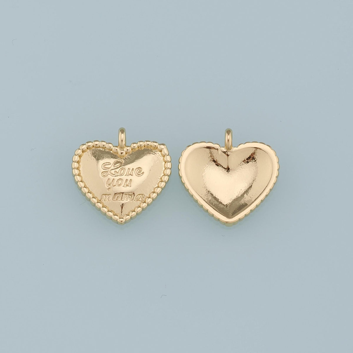 18K Gold Filled Heart Pendant,Heart Charm Bracelet Necklace for DIY Jewelry Making Supply