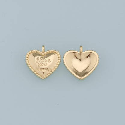 18K Gold Filled Heart Pendant,Heart Charm Bracelet Necklace for DIY Jewelry Making Supply