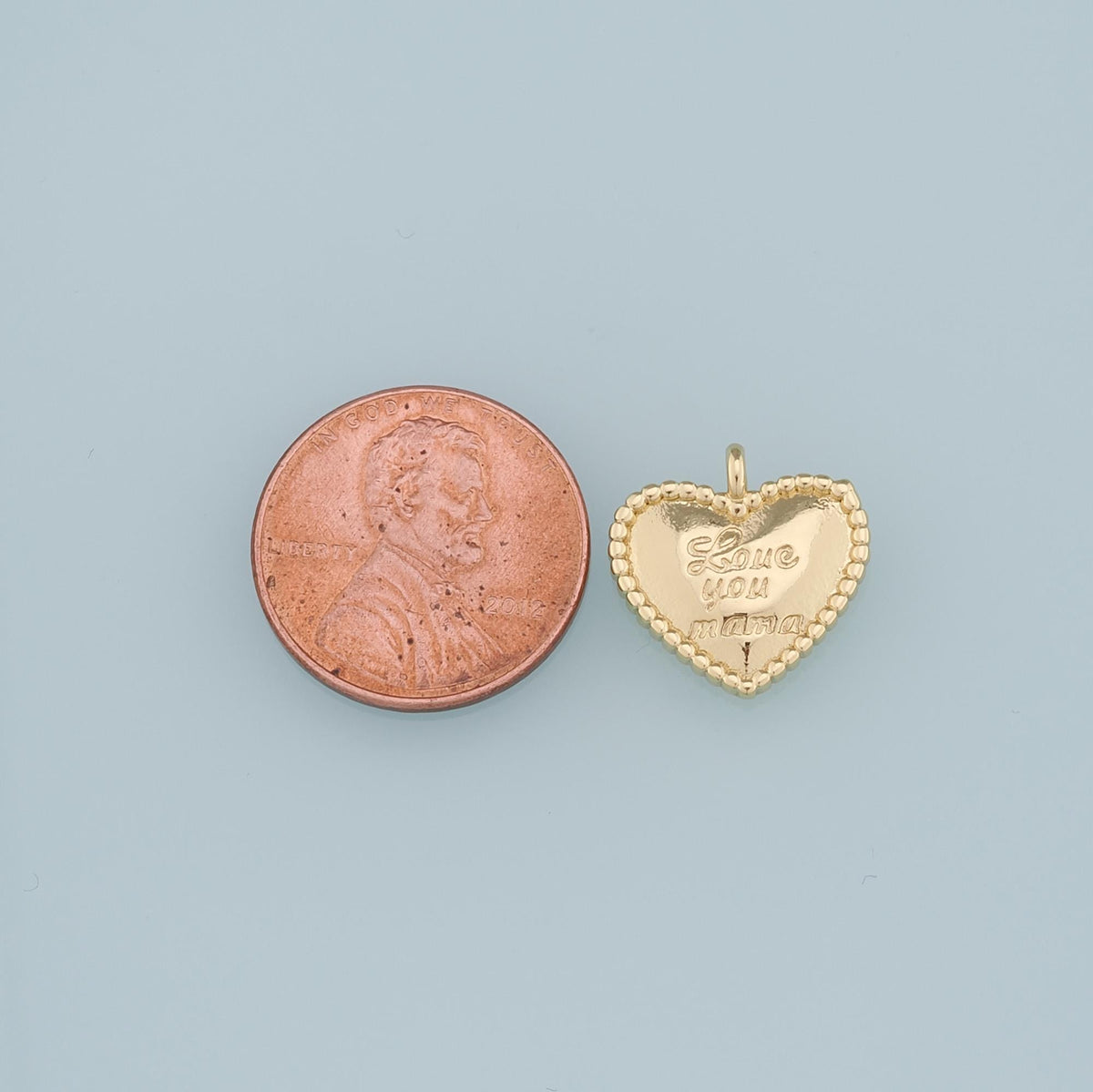 18K Gold Filled Heart Pendant,Heart Charm Bracelet Necklace for DIY Jewelry Making Supply
