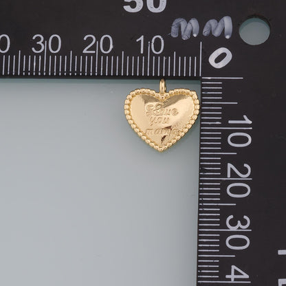 18K Gold Filled Heart Pendant,Heart Charm Bracelet Necklace for DIY Jewelry Making Supply