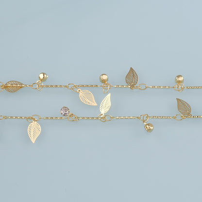 18K Gold Filled Leaf Jewelry Chain 3.28 ft, 16.40 ft for Jewelry Making