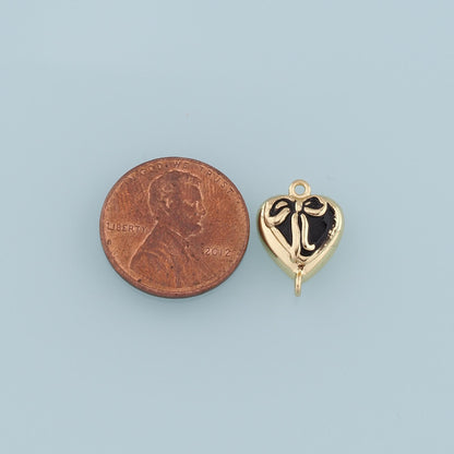 Gold Connector Charm,18K Gold Filled Retro Heart Bow Pendant,Enamel Heart Charm Bracelet Necklace for DIY Jewelry Making Supp
