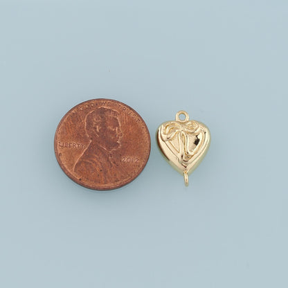 Gold Connector Charm,18K Gold Filled Retro Heart Bow Pendant,Enamel Heart Charm Bracelet Necklace for DIY Jewelry Making Supp