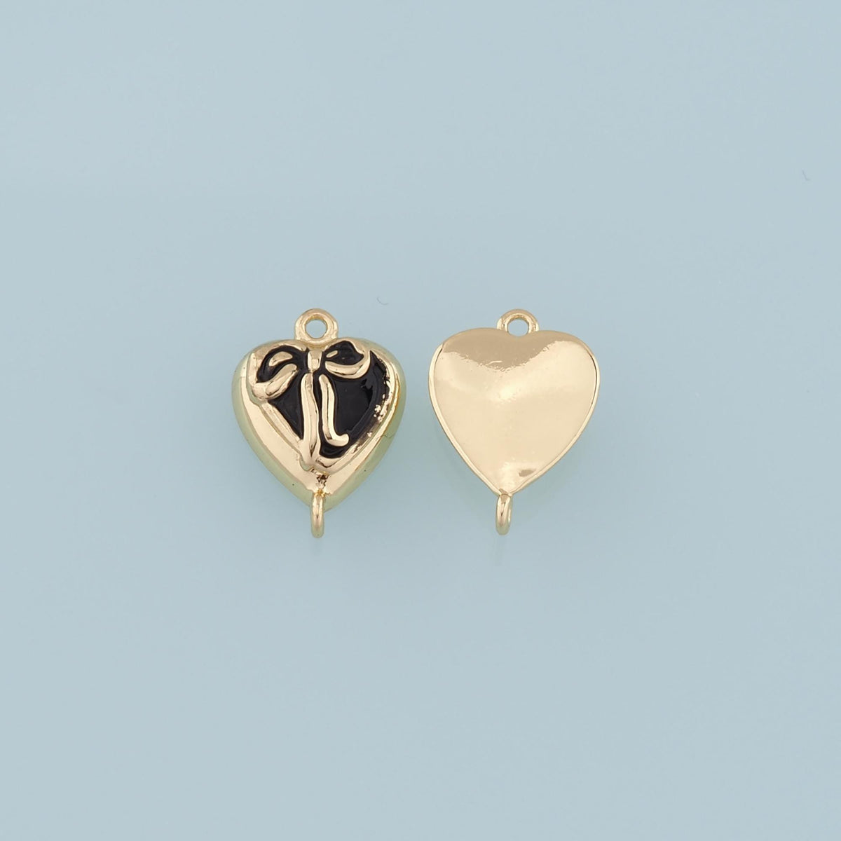 Gold Connector Charm,18K Gold Filled Retro Heart Bow Pendant,Enamel Heart Charm Bracelet Necklace for DIY Jewelry Making Supp