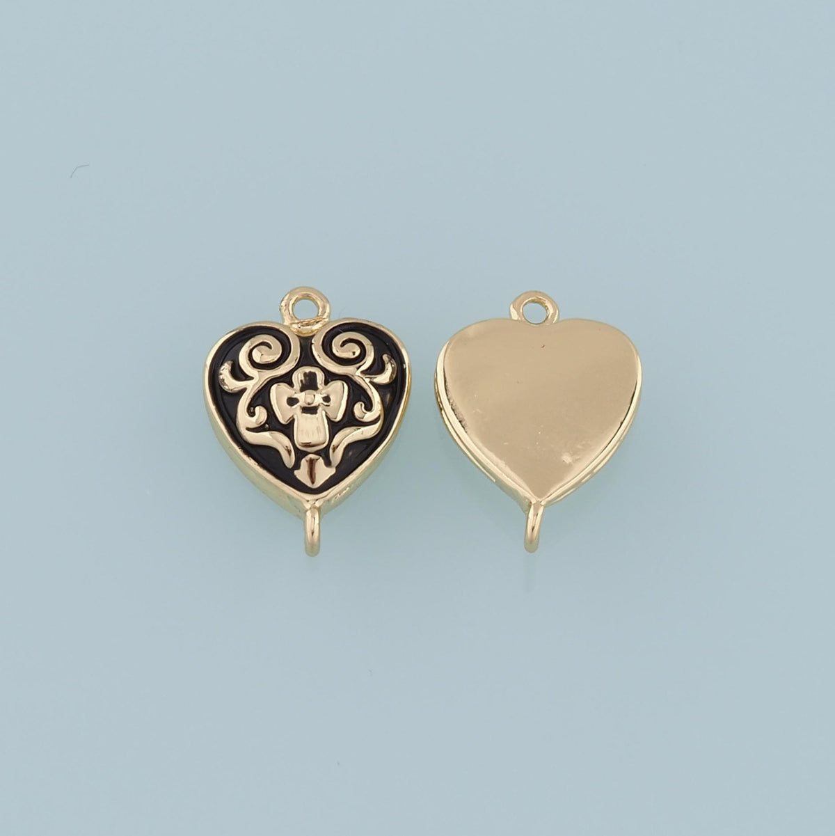 Gold Connector Charm,18K Gold Filled Retro Heart Cross Pendant,Enamel Heart Charm Bracelet Necklace for DIY Jewelry Making Su