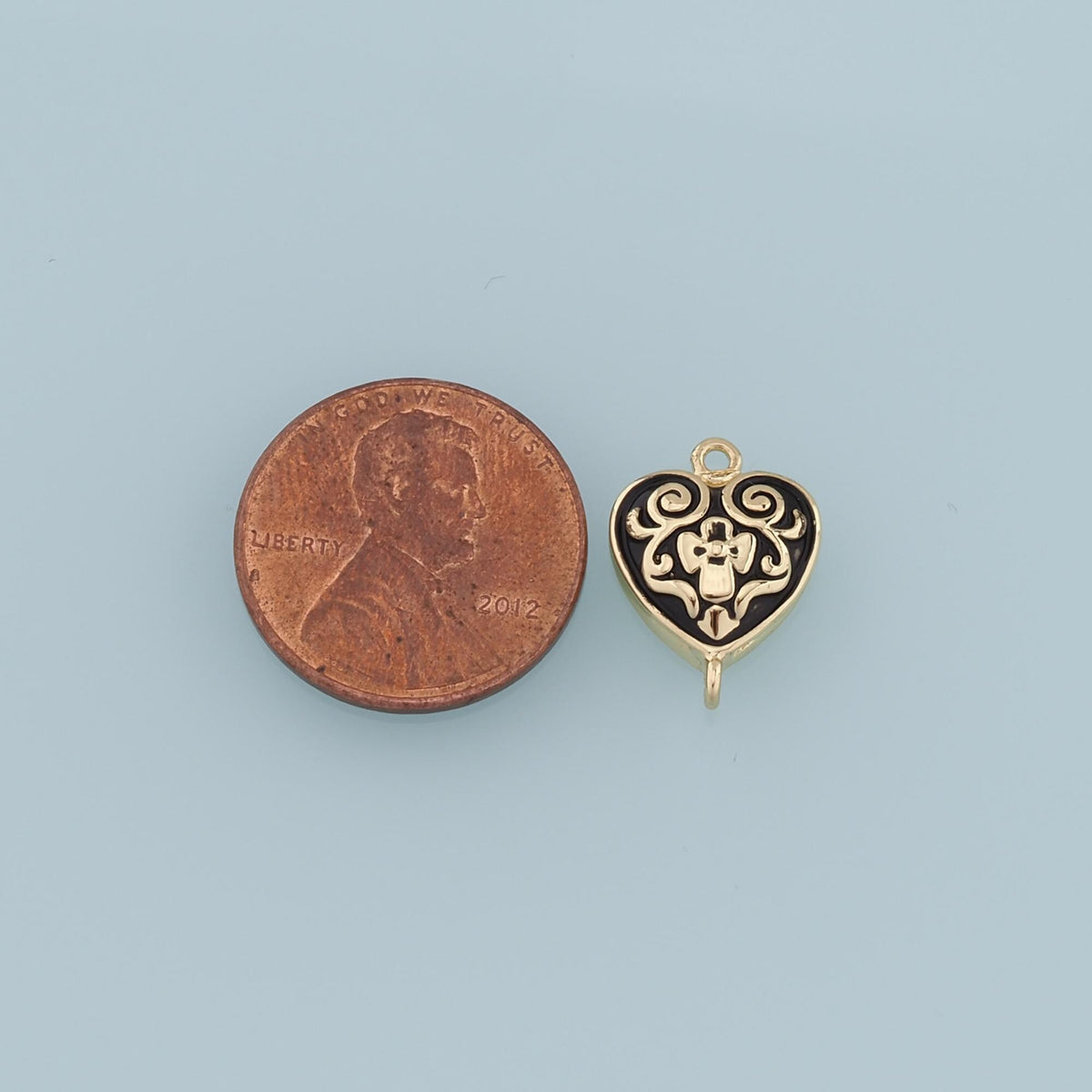 Gold Connector Charm,18K Gold Filled Retro Heart Cross Pendant,Enamel Heart Charm Bracelet Necklace for DIY Jewelry Making Su