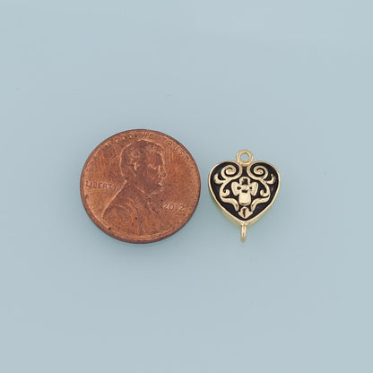 Gold Connector Charm,18K Gold Filled Retro Heart Cross Pendant,Enamel Heart Charm Bracelet Necklace for DIY Jewelry Making Su