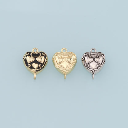 Gold Connector Charm,18K Gold Filled Retro Heart Pendant,Enamel Heart Charm Bracelet Necklace for DIY Jewelry Making Supply