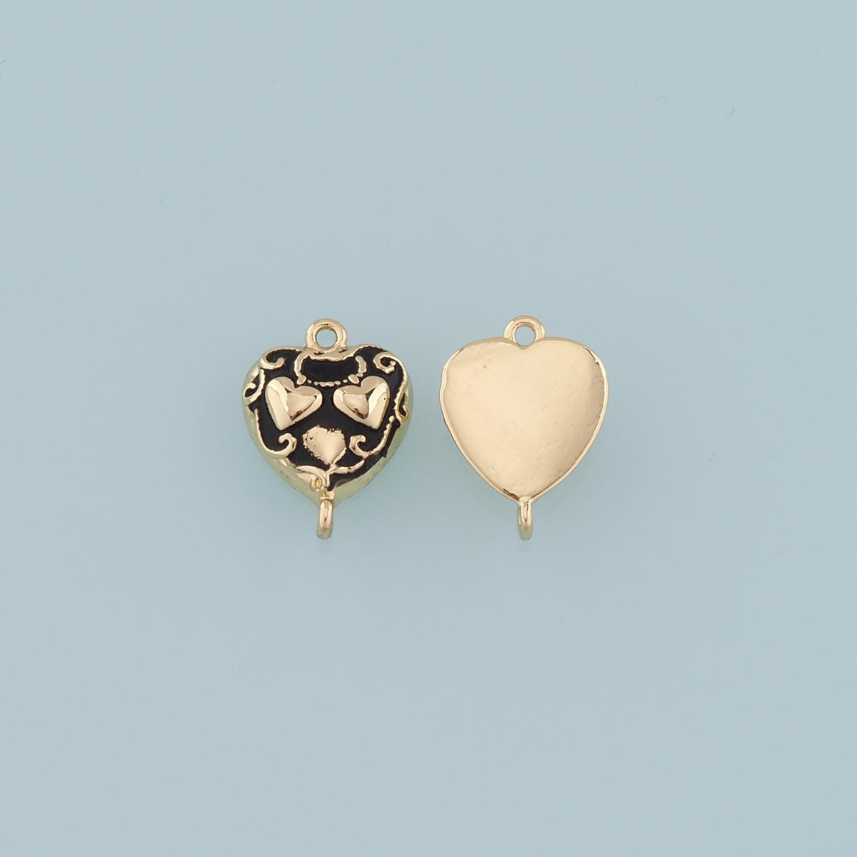Gold Connector Charm,18K Gold Filled Retro Heart Pendant,Enamel Heart Charm Bracelet Necklace for DIY Jewelry Making Supply