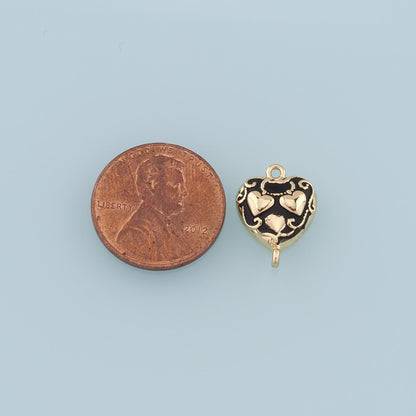 Gold Connector Charm,18K Gold Filled Retro Heart Pendant,Enamel Heart Charm Bracelet Necklace for DIY Jewelry Making Supply