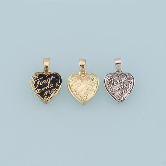 18K Gold Filled Retro Heart letter Pendant,Enamel Heart Charm Bracelet Necklace for DIY Jewelry Making Supply