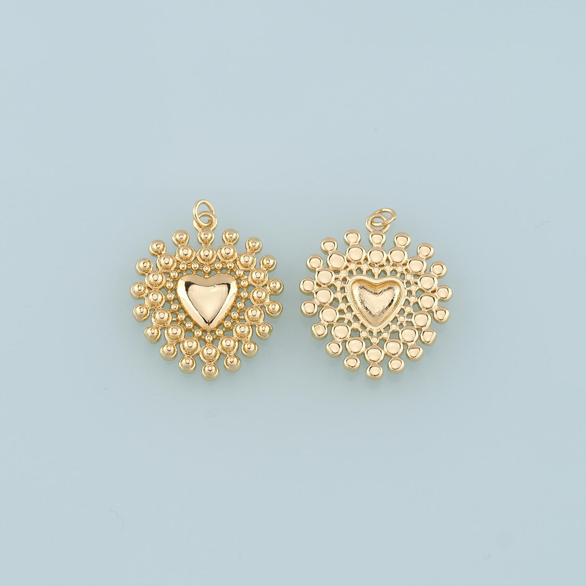 18K Gold Filled Heart Pendant,Dainty Heart Charm Bracelet Necklace for DIY Jewelry Making Supply
