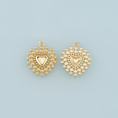 18K Gold Filled Heart Pendant,Dainty Heart Charm Bracelet Necklace for DIY Jewelry Making Supply