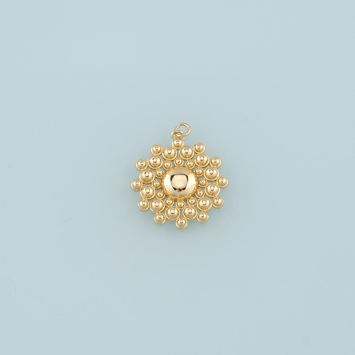18K Gold Filled Round Pendant,Dainty Ball Charm Bracelet Necklace for DIY Jewelry Making Supply