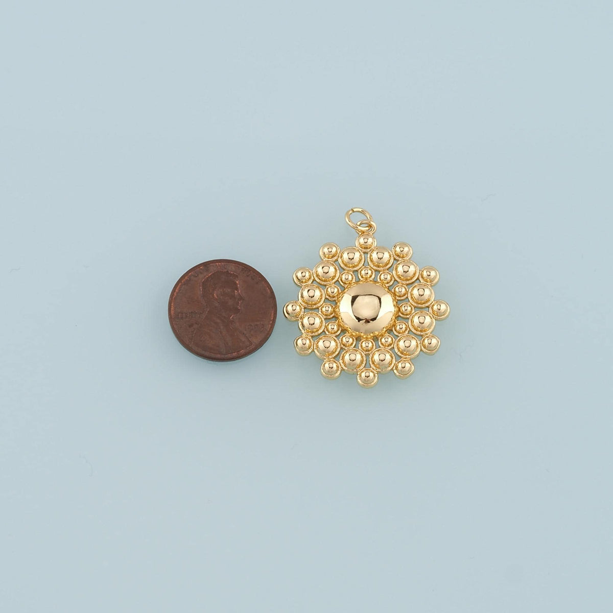 18K Gold Filled Round Pendant,Dainty Ball Charm Bracelet Necklace for DIY Jewelry Making Supply