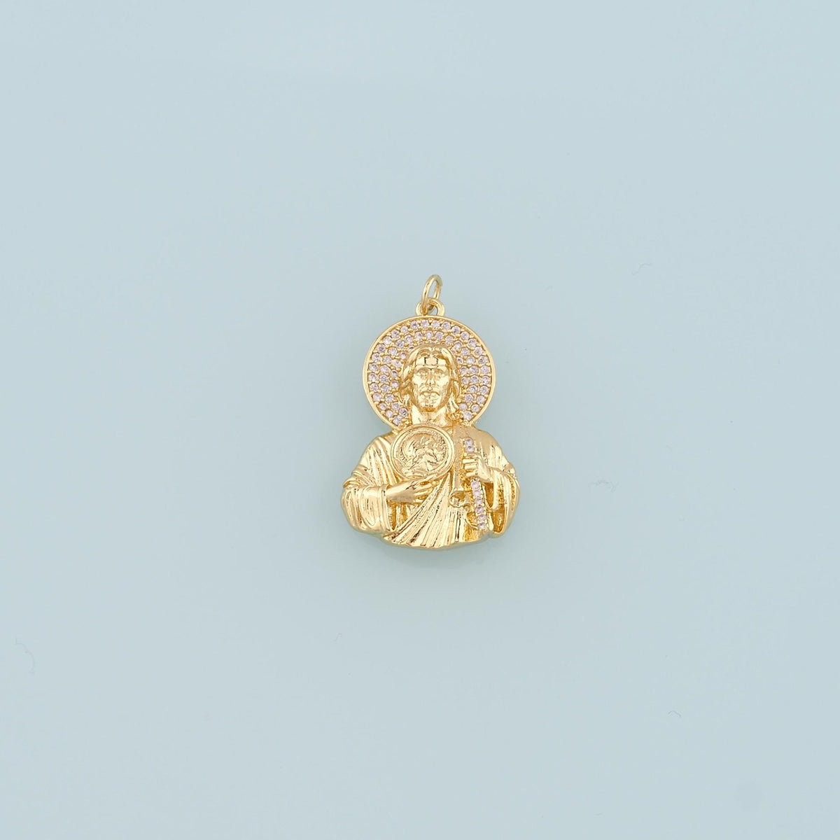 18K Gold Filled Jesus Pendant,CZ Micro Pave Religion Charm Bracelet Necklace for DIY Jewelry Making Supply