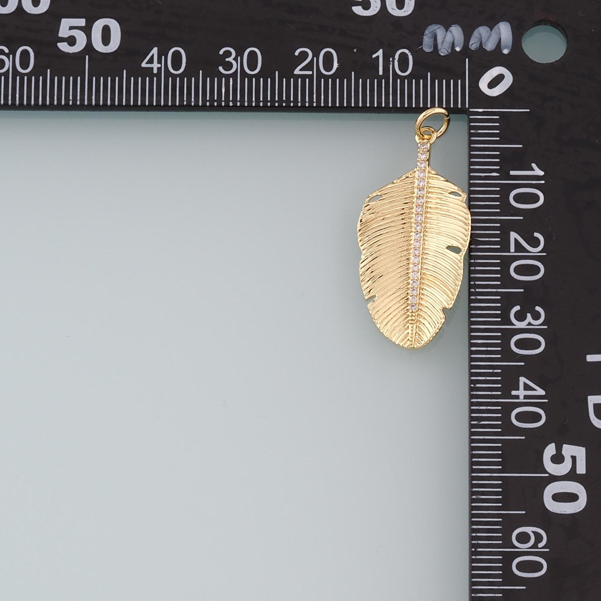 18K Gold Filled Cubic Zirconia Leaf Charm Pendant for Jewelry Making