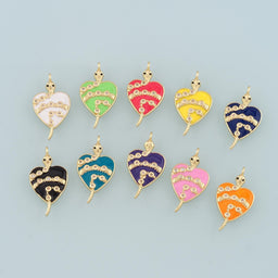 18K Gold Filled Heart Snake Pendant,Enamel Snake Charm Bracelet Necklace for DIY Jewelry Making Supply