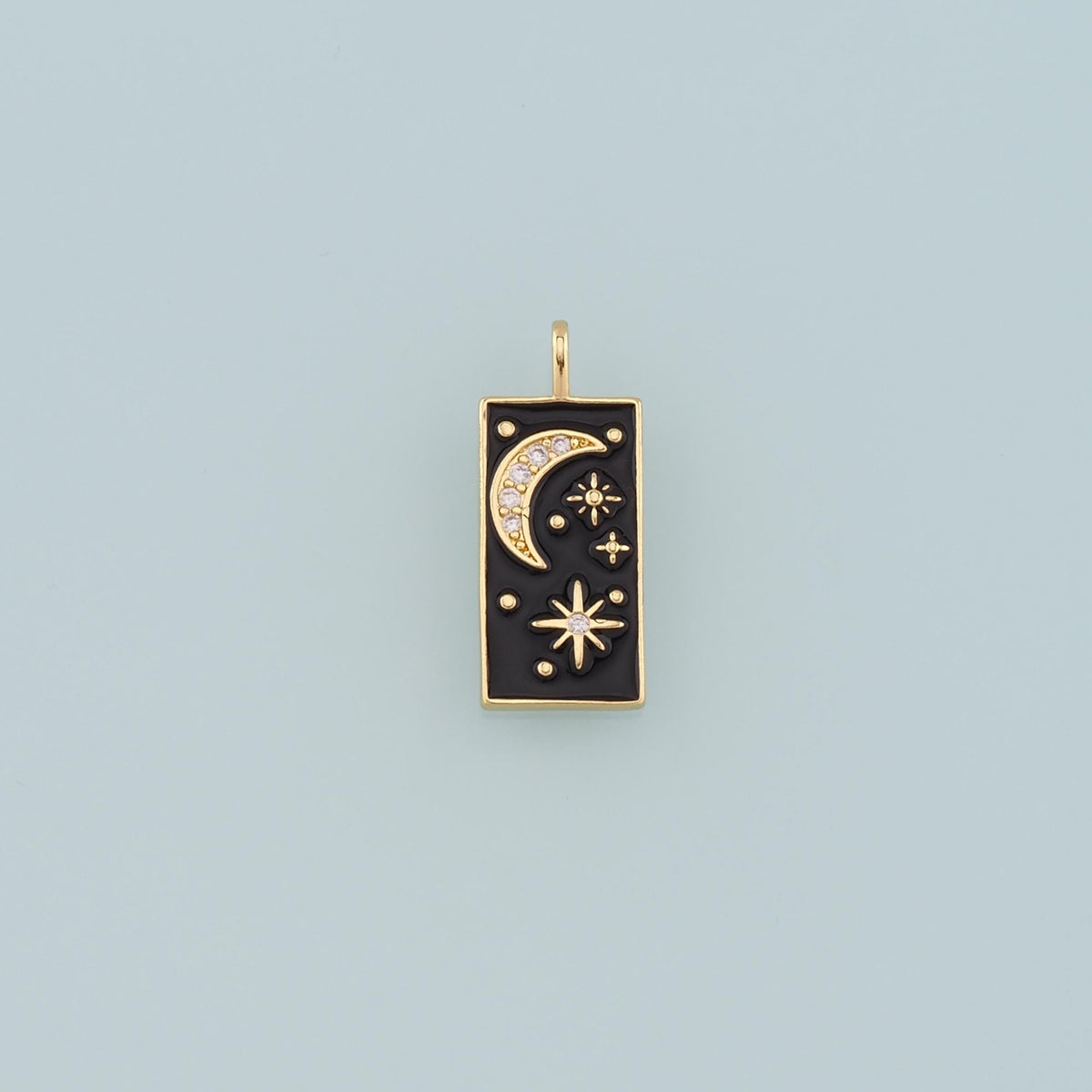 18K Gold Filled Star Moon Pendant,Enamel Celestial Charm Bracelet Necklace for DIY Jewelry Making Supply