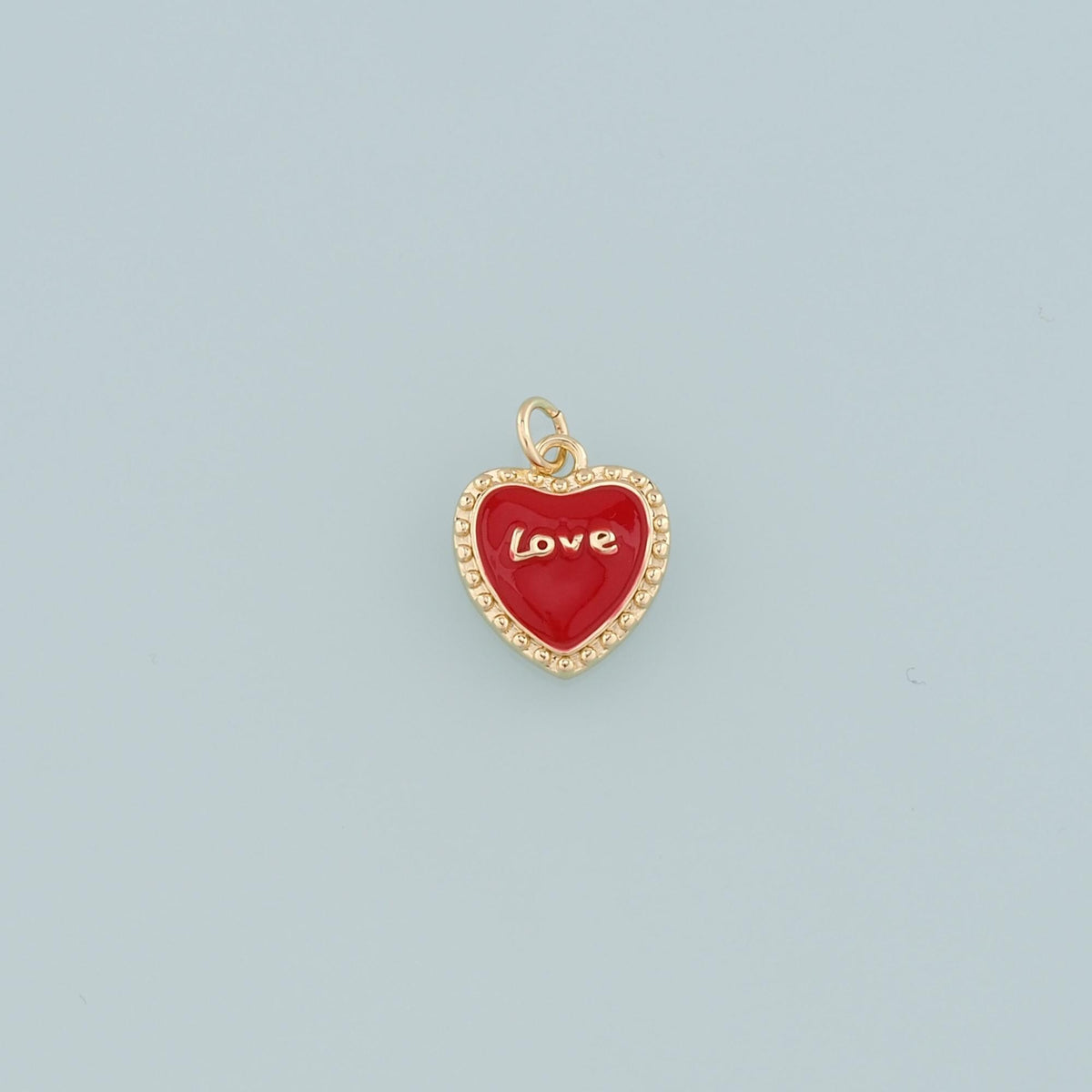 18K Gold Filled Heart Pendant,Enamel Love Charm Bracelet Necklace for DIY Jewelry Making Supply
