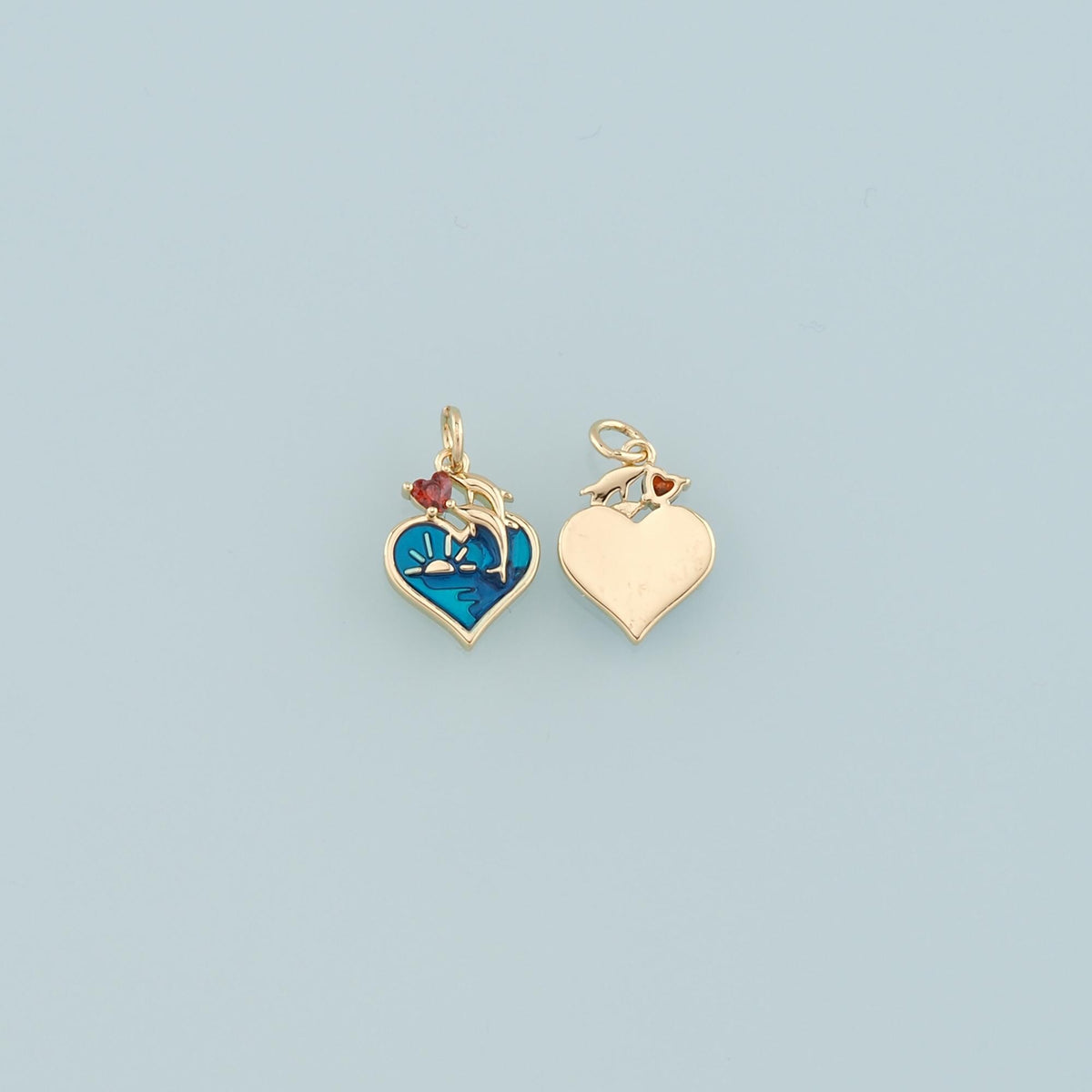 18K Gold Filled Heart Enamel Charm Pendant for Jewelry Making