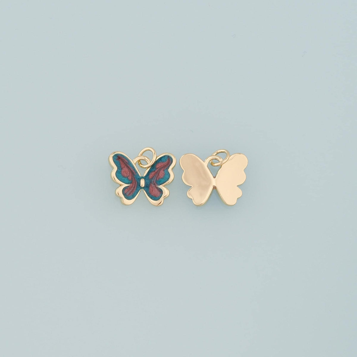 18K Gold Filled Butterfly Pendant,Enamel Butterfly Charm Bracelet Necklace for DIY Jewelry Making Supply
