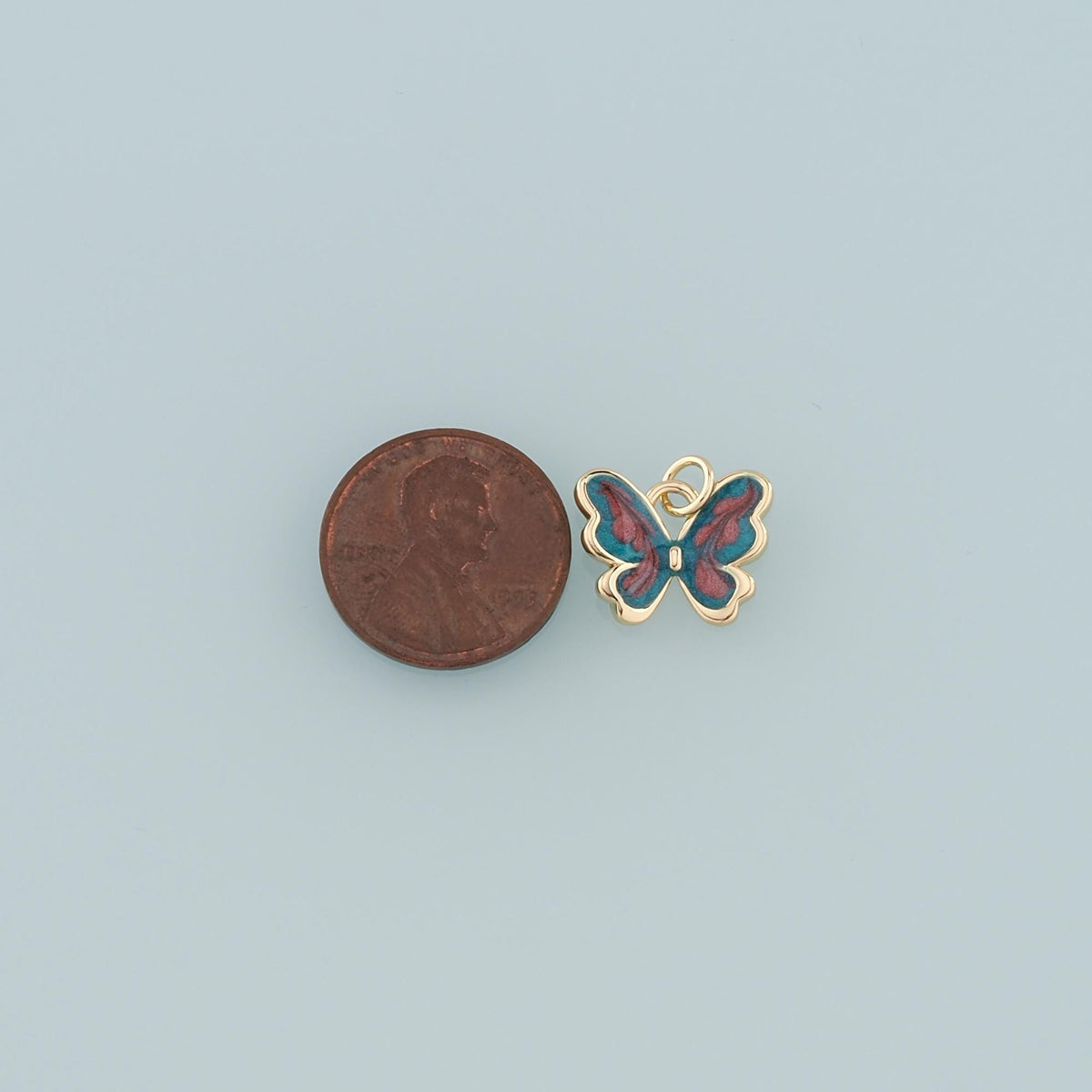 18K Gold Filled Butterfly Pendant,Enamel Butterfly Charm Bracelet Necklace for DIY Jewelry Making Supply