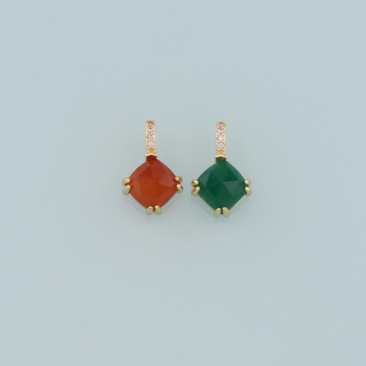 18K Gold Filled Rhombus Gem Pendant,Gem Charm Bracelet Necklace for DIY Jewelry Making Supply